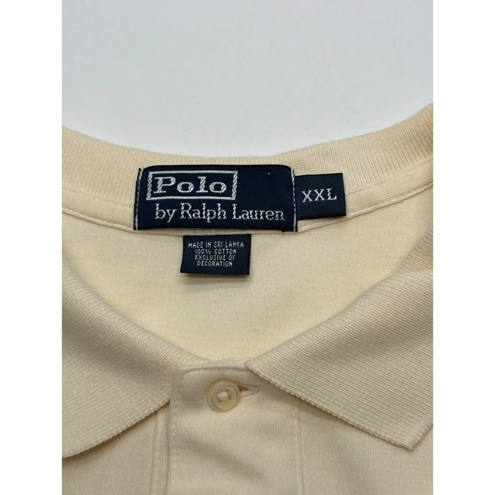 Polo Ralph Lauren Mens‎ XXL Cream Off White Short Sleeve Cotton Polo Shirt Pony
